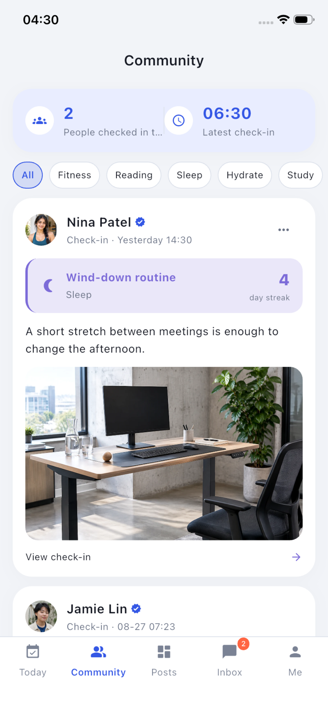 TickMo community screen